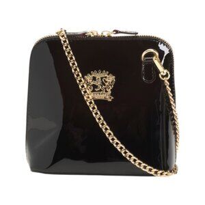 PRATESI Black Made In Italy Patent Leather Dome Shaped Crossbody